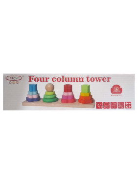 Развивающий деревянный сортер геометрические фигуры "Four column tower"