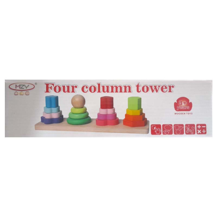 Развивающий деревянный сортер геометрические фигуры "Four column tower"