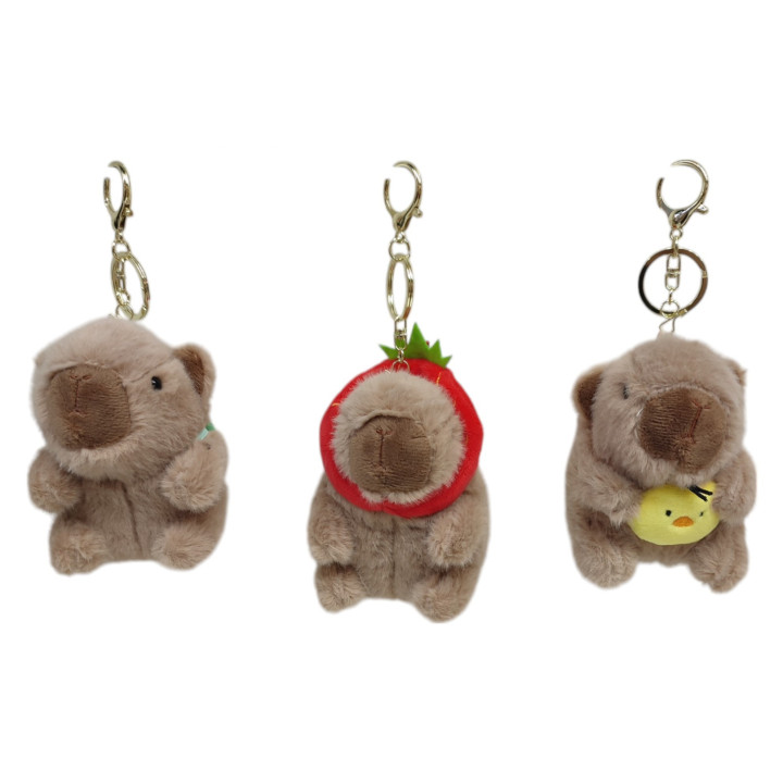 Мягкая игрушка брелок Капибара в шапочке