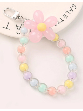 Декоративный брелок обвес для телефона с ромашкой , для защиты телефона от падений  разноцветная