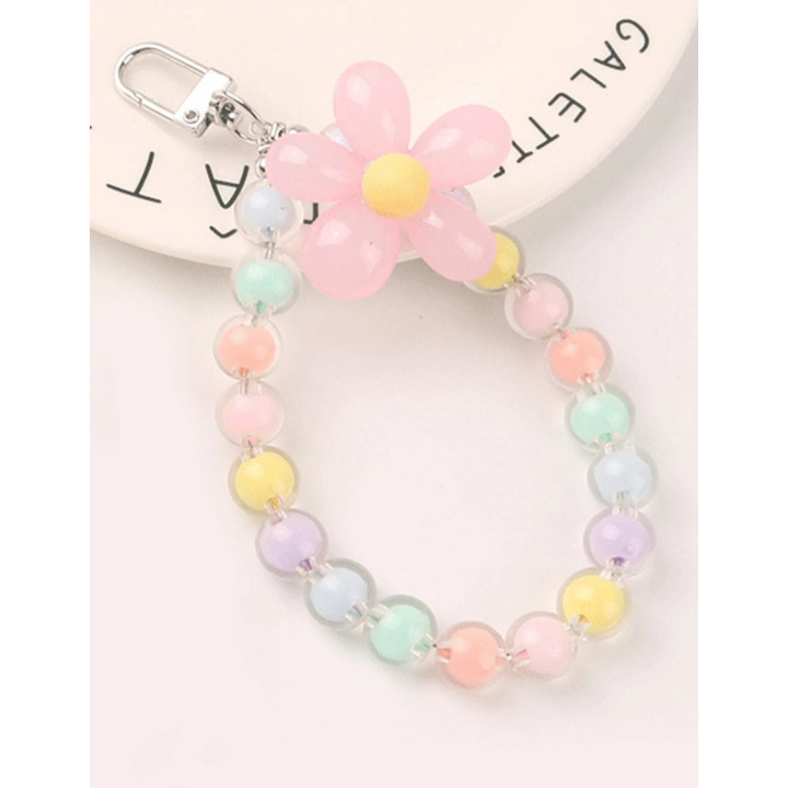 Декоративный брелок обвес для телефона с ромашкой , для защиты телефона от падений  разноцветная