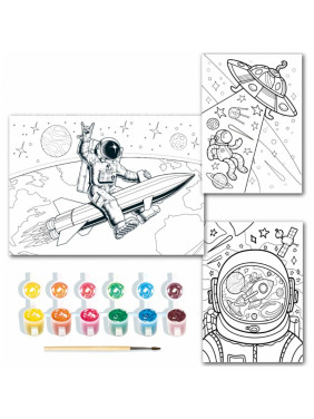 Набор красок с блестками с раскрасками "Космонавты"