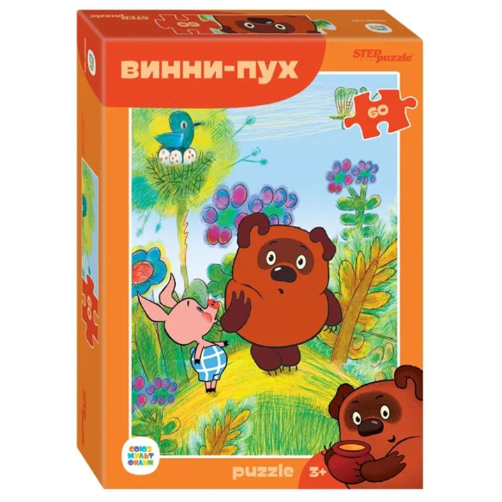 Детский пазл "Винни Пух", игра-головоломка паззл для детей, Step Puzzle, 60 деталей мозаики