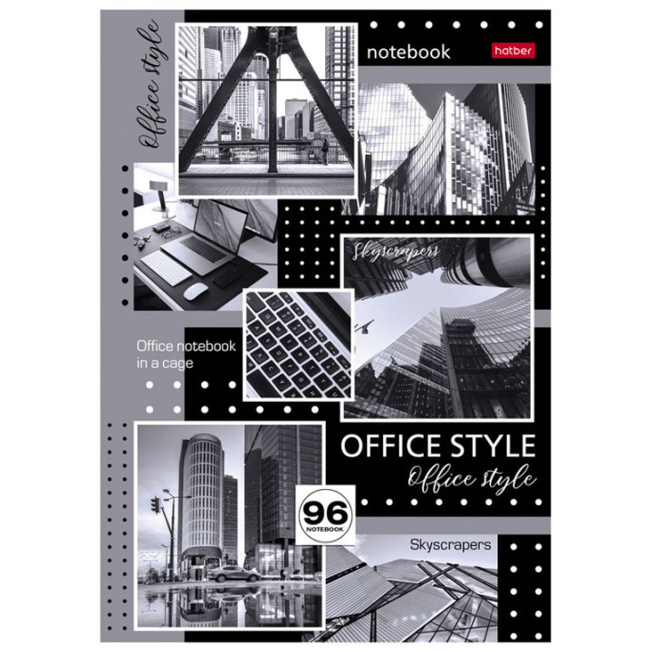 Тетрадь 96л А4ф клетка на скобе 3 диз. в блоке выб лак серия -Office Style-