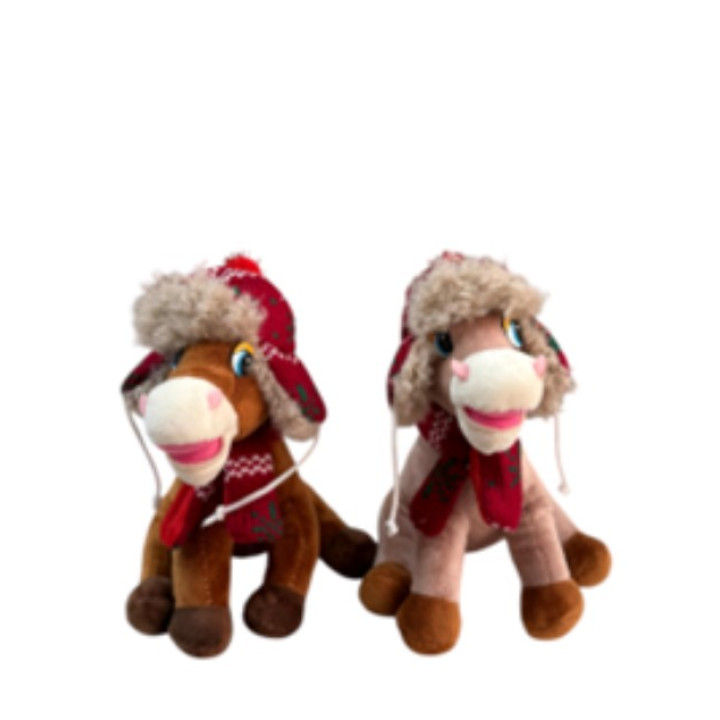 Мягкая игрушка Лошадка с шарфом и шапкой 20см