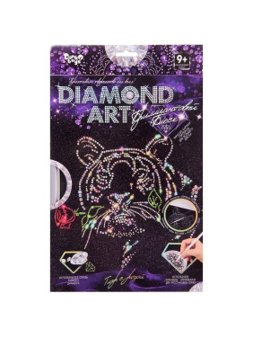 Набор креативного творчество для всех  Бриллиантовый Блеск "DIAMOND ART", DANKO TOYS, Тигр с розой