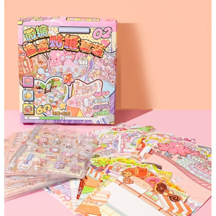 Подарочный набор с наклейками Румбокс - 20 штук комнат для творчества и дизайна; коллекция стикеров для оформления интерьера; блокнот ASMR и антистресс