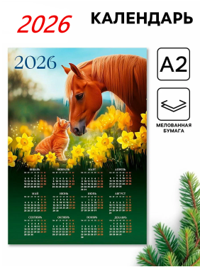 Календарь 2026 настенный "Лошадь", А2, символ года Календарь 2026 настенный "Лошадь", А2, символ года