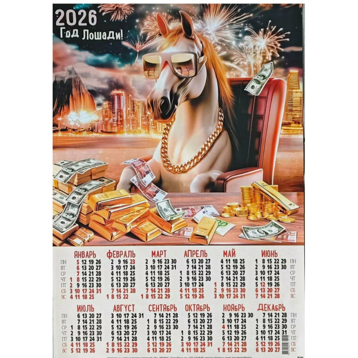 Календарь 2026 настенный "Лошадь", А2, символ года Календарь 2026 настенный "Лошадь", А2, символ года