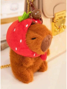 Мягкая игрушка брелок Капибара в шапочке