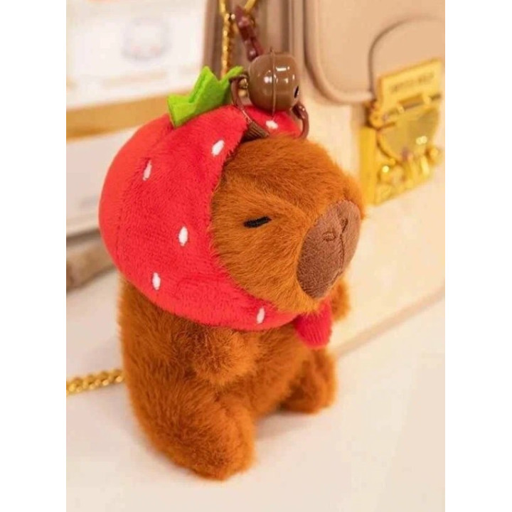 Мягкая игрушка брелок Капибара в шапочке
