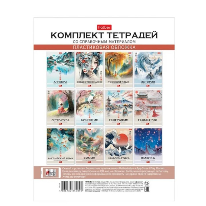 Тетрадь предметная КОМПЛЕКТ 48л/12 шт. на скобе серия Искусство Азии