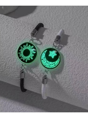 Парный браслет стиль с солнцем и луной. Светящийся