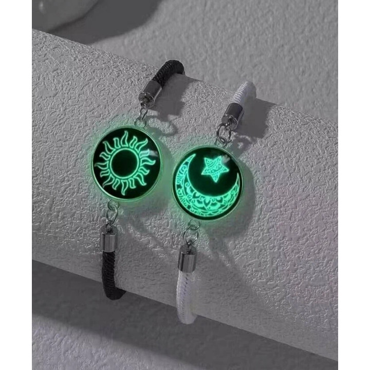 Парный браслет стиль с солнцем и луной. Светящийся