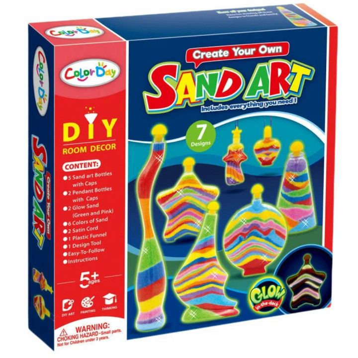 Детский творческий ночник песочный бутылка с цветным песком для внутренней игры и декора