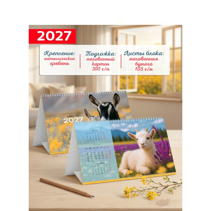 Календарь настольный домик большой 2027 год (на пружине) 