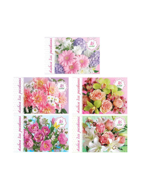 Альбом А4 16л Hatber Нежные цветы (ассорти), на скобе, обложка- мелованный картон, блок- офсет 120г/