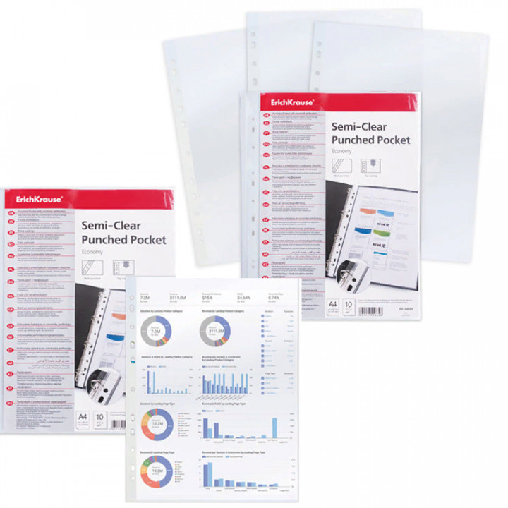 Папки-файлы перфорированные А4, ERICH KRAUSE, комплект 10 шт., "песок", эконом, 30 мкм,