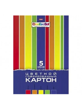 Набор картона цветного гофрированного А4 5л 5цв.
