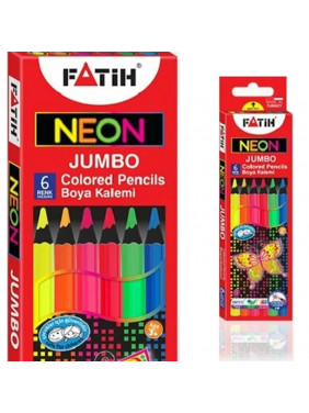 Набор карандашей "FATIH" 6 цветов в картонном пенале NEON JUMBO