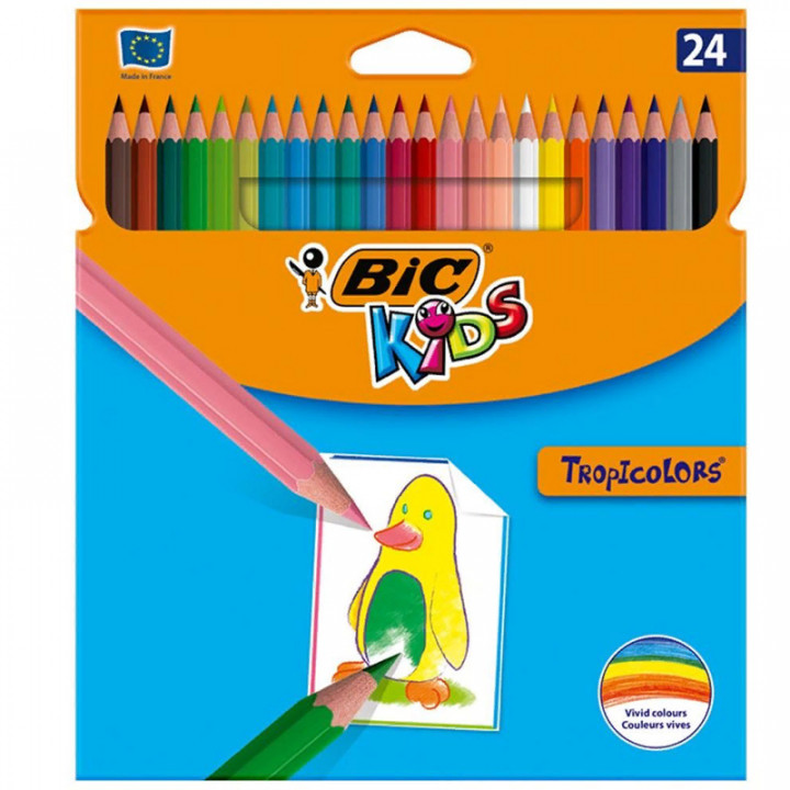 Цветные карандаши BIC Kids Tropicolors-разные цвета, 24 