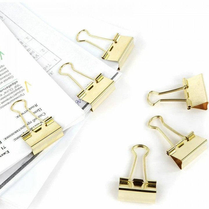 Зажим золотистый 32 мм Binder clips HuijiawJ