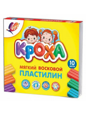 Пластилин мягкий восковой 10 цв "КРОХА" 