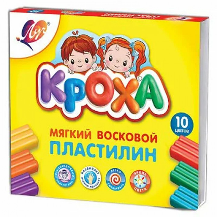 Пластилин мягкий восковой 10 цв "КРОХА" 