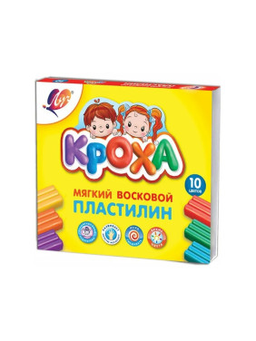 Пластилин мягкий восковой 10 цв "КРОХА" 