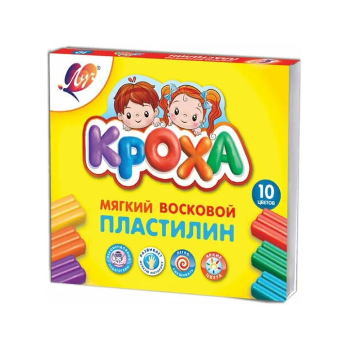 Пластилин мягкий восковой 10 цв "КРОХА" 