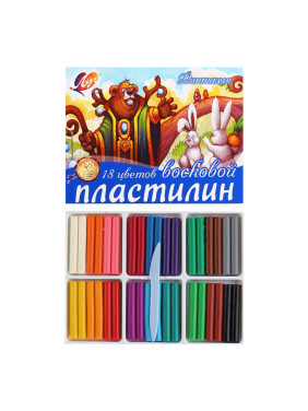 Пластилин восковой Луч Фантазия 18 цветов 315 г со стеком