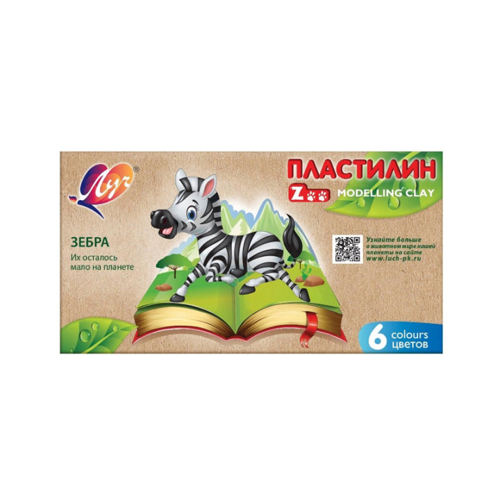 Пластилин 6цв  90г "ZOO" карт упак ЛУЧ  30С 1810-08