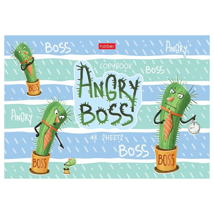 Тетрадь 48л линия Hatber Angry Boss-Кактусы